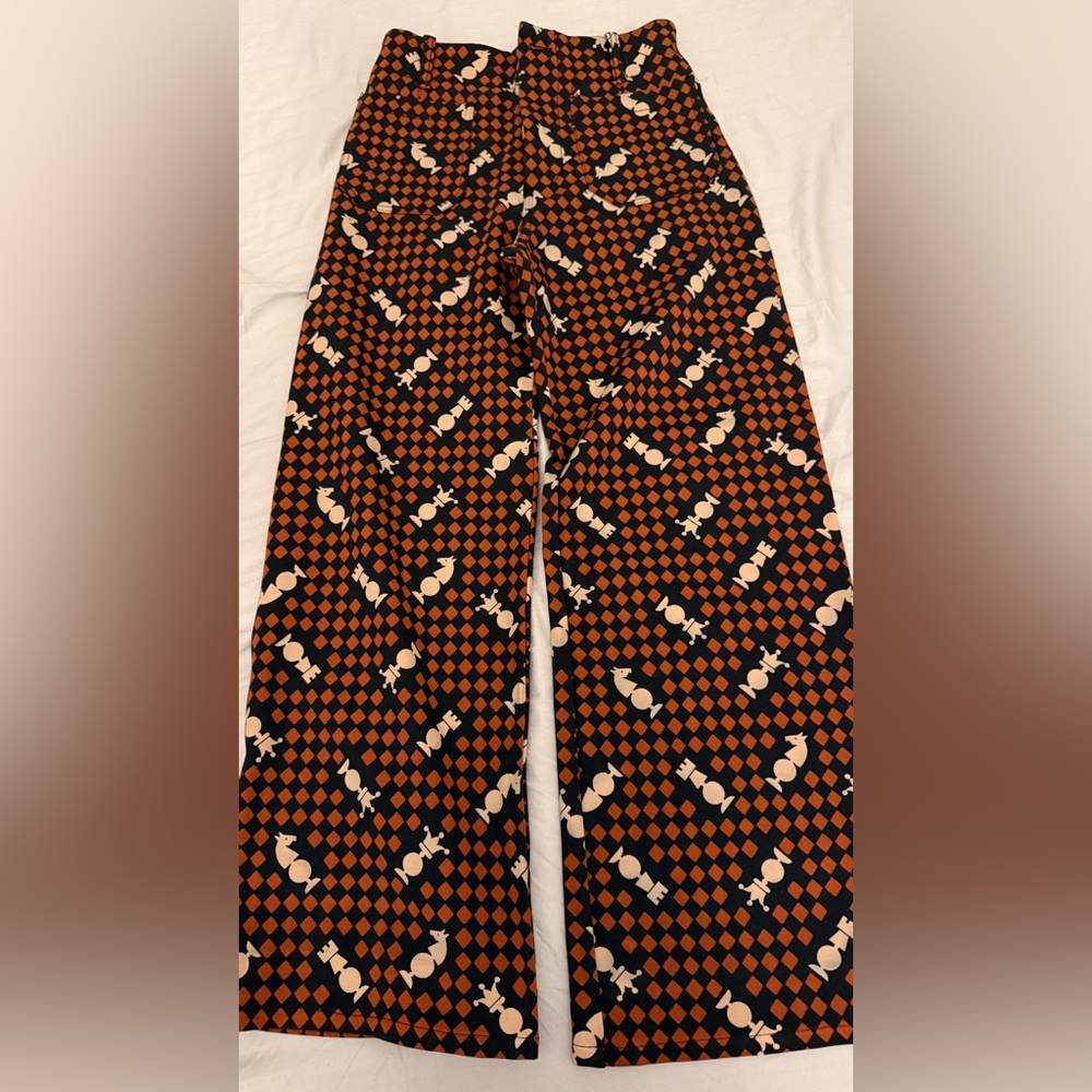 NWOT Anthropologie Maeve Colette Orange and Black Checkered Pants
